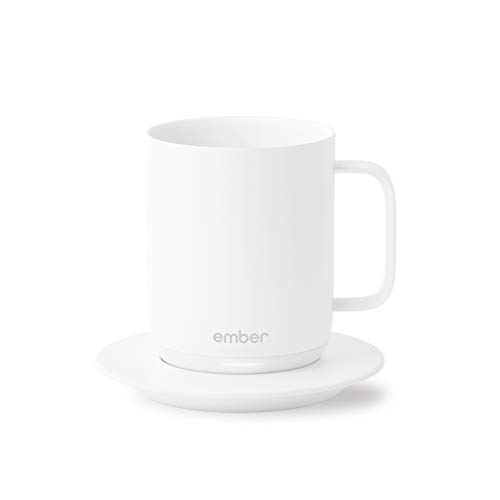 Ember Temperature Control Smart Mug, 10 Ounce, 1-hr Battery Life, White - App Controlled Heated Coffee Mug