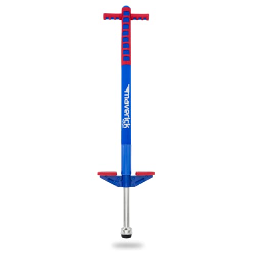 Flybar Maverick Pogo Stick for Kids Ages 5+, 40 to 80 Pounds, Perfect for Beginners, Easy Grip Handles, Anti-Slip Pegs, Outdoor Toys for Boys, Jumper Toys for Girls, Outside Toys for Kids (Red/Blue)