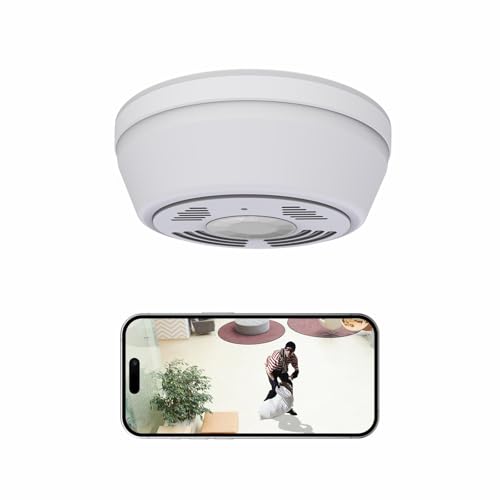 WNAT Hidden Camera Smoke Detector - Spy Camera - 190 Days Standby - Indoor Camera - Mini HD 1080P WiFi - Auto Night Vision - PIR Motion Detection - Security Nanny Cam