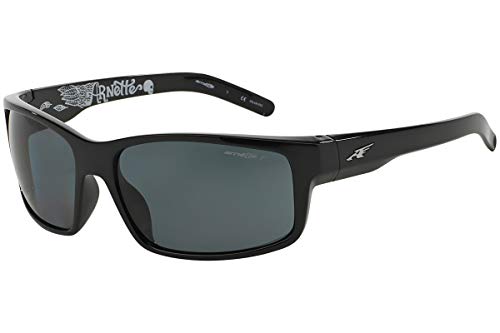 ARNETTE AN4202 Fastball Rectangular Sunglasses, Black/Grey Polarized, 62 mm