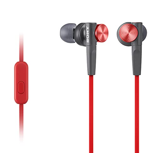 Sony MDRXB50AP Extra Bass Earbud Headphones/Headset with Mic for Phone Call, Red*