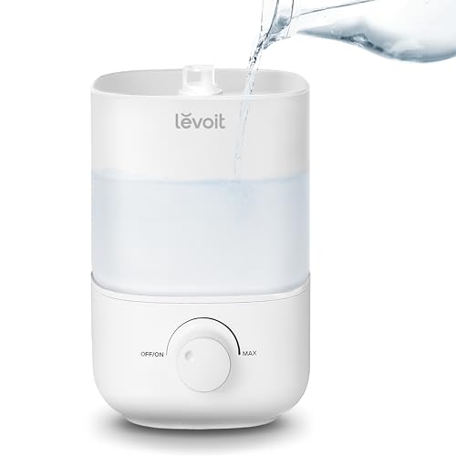 LEVOIT Top Fill Humidifiers for Bedroom, 2.5L Tank for Large Room, Easy to Fill & Clean, 28dB Quiet Cool Mist Air Humidifier for Home Baby Nursery & Plants, Auto Shut-off and BPA-Free for Safety, 25H
