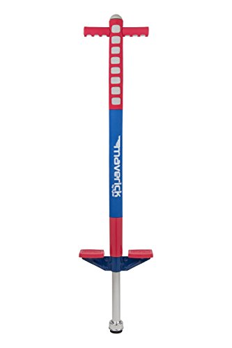 Flybar Maverick Pogo Stick for Kids Ages 5+, 40 to 80 Pounds, Perfect for Beginners, Easy Grip Handles, Anti-Slip Pegs, Outdoor Toys for Boys, Jumper Toys for Girls, Outside Toys for Kids (RD/WH/BL)