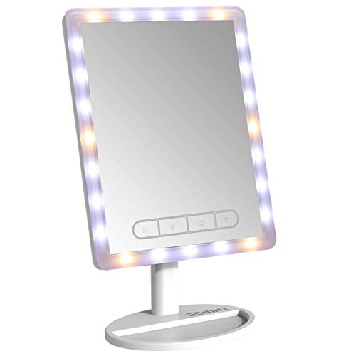 ZDATT 16' Large Vanity Makeup Mirror with Lights Vanity Lighted LED Makeup Mirror with 24 LED Lights Make Up Mirror Cosmetic Mirrors Table Set Touch-Screen Light Control Adjustable Cosmetic White