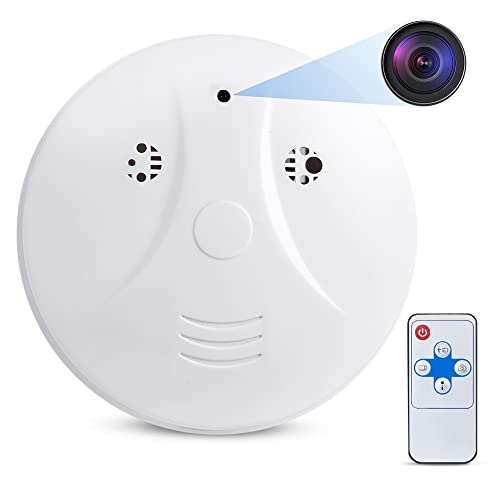 Indoor Security Camera with Smoke Detector, WiFi Camera (2.4G ONLY) with App, Night Vision and Motion Detection, Nanny Camera for Cat and Dog
