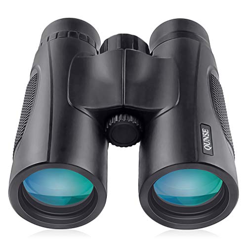 QUNSE Binoculars for Adults Kids, 10x42 Lightweight Waterproof Compact Binoculars with Low Light Night Vision, BAK4 Prism FMC Lens HD Clear View for Bird Watching, Hunting, Travel