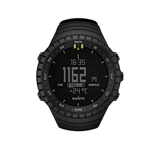 Suunto Core All Black Digital Display Quartz Watch, Black Elastomer Band, Round 49.1mm Case