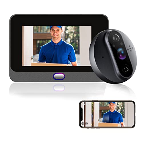 Peephole Camera for Apartment Door, WiFi Door Peephole Viewer Video Doorbell Camera with Monitor 4.3 Inch LCD Screen Motion Detection