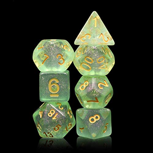 Hddais Polyhedral DND Dice Sets Transparent Glitter Dice for Dungeons and Dragons Pathfinder RPG MTG Table Gaming Dice