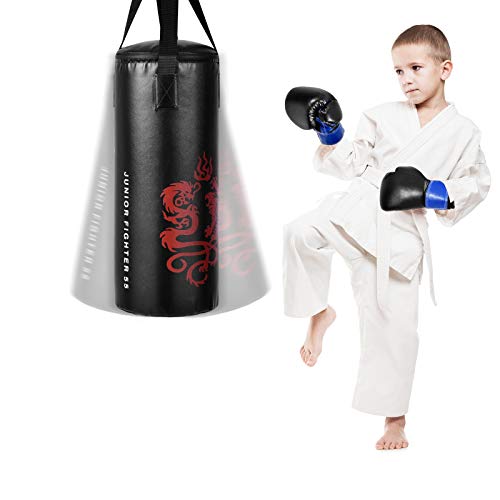 GYMAX Kids Punching Bag Set, Prefilled Junior Kick Boxing Bag Kit with Gloves & Jumping Rope, Heavy Duty Wall Mounted Punching Bag for Youth MMA, Martial Kongfu Thai Training