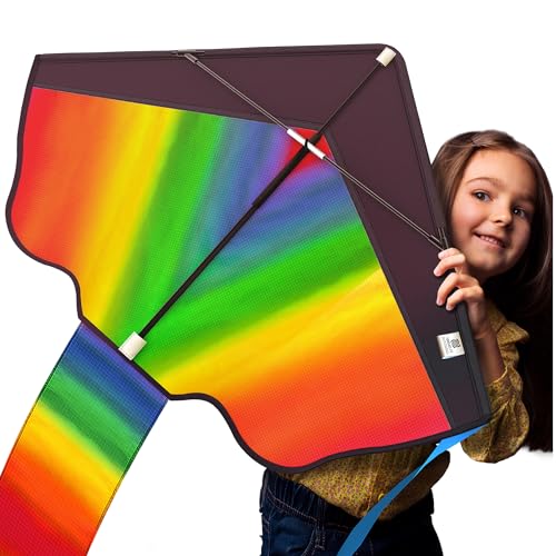 AGREATLIFE Rainbow Kite for Kids & Kites for Adults Easy to Fly, Kites for Kids Ages 4-8 Easy to Fly, Large Kites for Kids Ages 8-12, Kites for Toddlers Age 3-5, Beach Kite, Kids Kite for Beginner