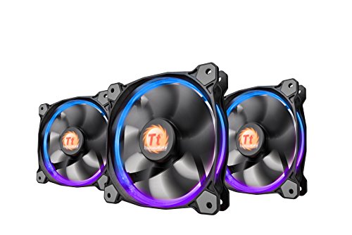 Thermaltake Riing 12 RGB LED 120mm High Static Pressure Adjustable Color Case Radiator Fan with Anti-Vibration Mounting System Cooling . Triple Pack CL-F042-PL12SW-B