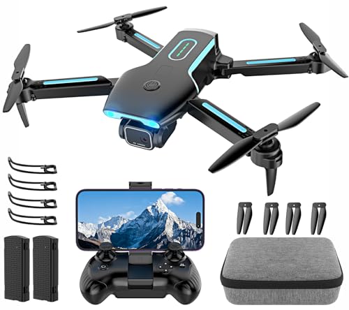 Bokigibi Drone with 1080P HD FPV Camera, RC Aircraft Quadcopter with Headless,3D Flips, One Key Start, Voice/Gravity Control, Speed Adjustment, 2 Batteries, Foldable Drone for Kids, Beginners