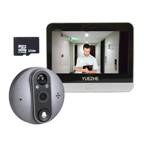 YUEZHE Peephole Camera for Apartment Door Battery Powered HD 1080P 4.3‘ Monitor Realtime Alarm