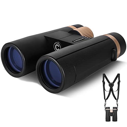 Amblee 8x42 HD Binoculars for Adults with Harness - Super Bright Professional Binoculars with Large View - High Power Waterproof Lightweight Birding Binoculars for Bird Watching Hunting Travel Hiking