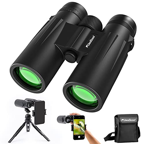 12x42 Binoculars for Adults with Upgraded Tripod and Phone Adapter - Usogood HD Binoculars with Large and Bright View - Waterproof Binoculars for Bird Watching