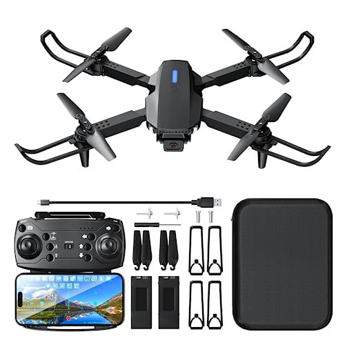 Drones with Camera for Adults Beginners Kids, Foldable E88 Drone with 1080P HD Camera, RC Quadcopter - FPV Live Video, Altitude Hold, Headless Mode, One Key Take Off/Landing, APP Control (E88)