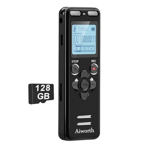 136GB Digital Voice Recorder Voice Activated Recorder for Lectures Meetings - aiworth 9860 Hours Sound Audio Recorder Dictaphone Recording Device with Playback,MP3 Player,Password,Variable Speed.
