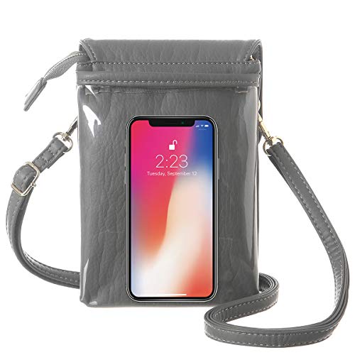 MINICAT Roomy Pockets Series Small Crossbody Bags Cell Phone Purse Wallet for Women (Touch Screen-Grey)