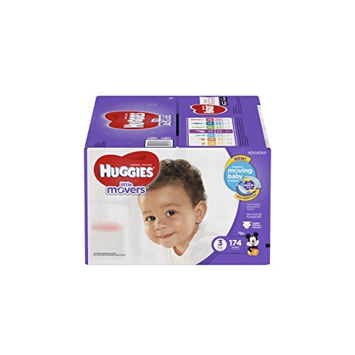 HUGGIES LITTLE MOVERS Active Baby Diapers, Size 3 (fits 16-28 lb.), 174 Ct, ECONOMY PLUS (Packaging May Vary)