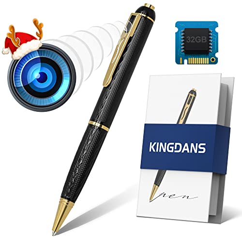 KINGDANS 64GB Hidden Camera Pen, Spy Camera with 240mins Long Battery Life, Mini Spy Camera 1080P, Small Hidden Security Cam, Nanny Cam for Business, Meeting, Learning, Portable & Rechargeable