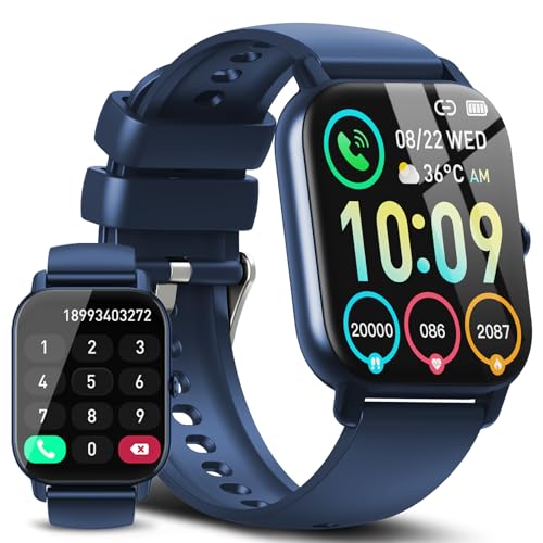 Smart Watch for Men Women(Dial/Answer Calls), Activity Trackers with Heart Rate/Sleep Monitor, 112 Sports Modes/IP68 Waterproof, 1.85' HD Touchscreen Fitness Watch Compatible with Android iOS, Blue