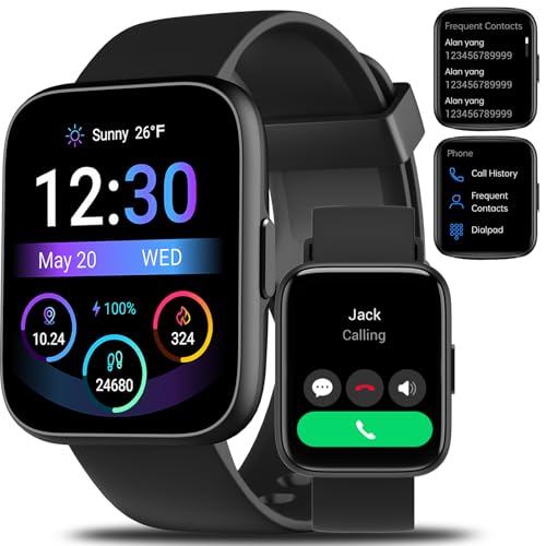 Smart Watch for Men Women - Answer/Make Calls/Quick Reply/AI Voice Assistant, 1.83' for Android iPhone Samsung Compatible IP68 Smartwatch Blood Oxygen Heart Rate Fitness Tracker (Black, 1.83')