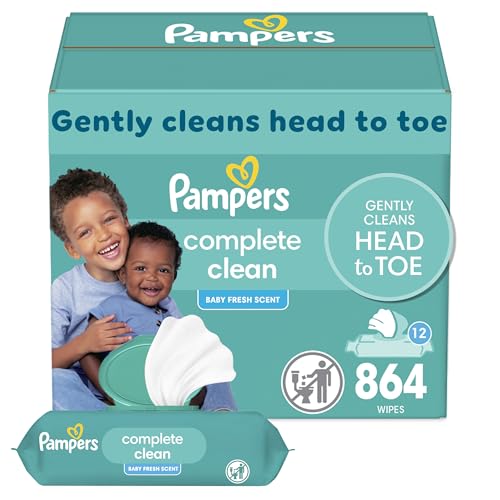 Pampers Baby Clean Wipes, Baby Fresh Scented Baby Wipes, 864 Baby Wipes Total (12 Flip-Top Packs)