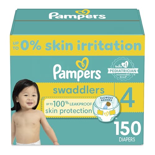 Pampers Swaddlers Diapers - Size 4, One Month Supply (150 Count), Ultra Soft Disposable Baby Diapers