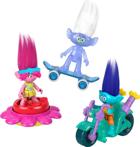 Fisher-Price Imaginext DreamWorks Trolls Toy Sparkle & Roll Pack, Poppy Branch and Guy Diamond Figures and Vehicles Set, Ages 3-8 Years