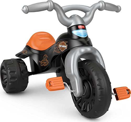 Fisher-Price Harley-Davidson Tricycle with Handlebar Grips and Storage Area, Multi-Terrain Tires, Tough Trike [Amazon Exclusive]