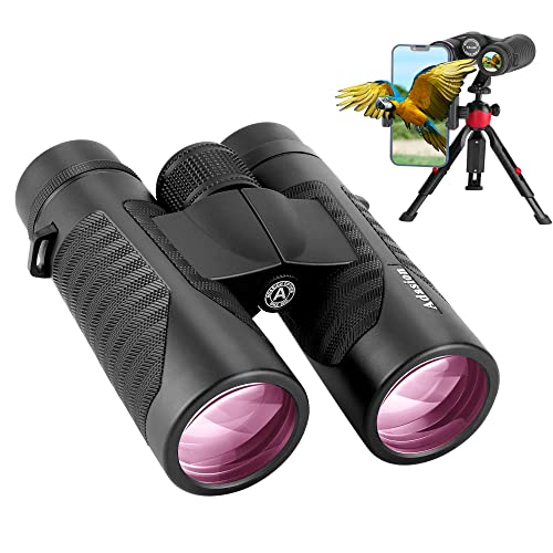 12x42 HD Binoculars for Adults with Universal Phone Adapter - High Power Binoculars with Super Bright and Large View- Lightweight Waterproof Binoculars for Bird Watching Hunting Outdoor Sports Travel