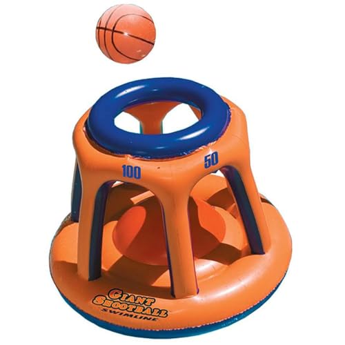 SWIMLINE Inflatable Pool Basketball Hoop Floating Or Poolside Game Giant Shootball Multiple Scoring Ports For Kids & Adults Swimming Splash Hoops With Water Basketball Pools Toy Outdoor Summer Hoops*