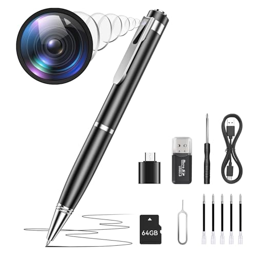 DTCRCH 64G 1080P HD Mini Body Camera for Home Security, Pen Camera with Take Photos, Long Battery Life, Small Nanny Cam Ideal for Outdoor Indoor, Easy to Use