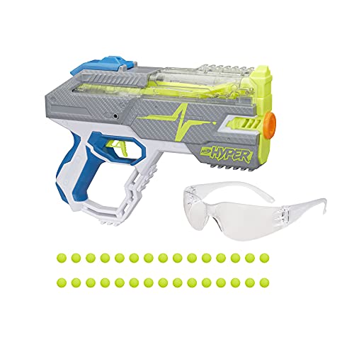 NERF Hyper Rush-40 Pump-Action Blaster, 30 Hyper Rounds, Eyewear, Up to 110 FPS Velocity, Easy Reload, Holds Up to 40 Rounds