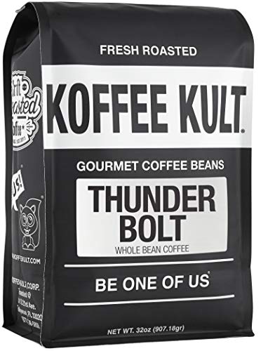 Koffee Kult Thunder Bolt Whole Bean Coffee, with French Roast Colombia Coffee Beans - 32 ounce bag