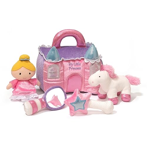 GUND Baby Play Soft Collection, Princess Castle 5-Piece Plush Playset with Rattle, Squeaker and Crinkle Plush Toys, Sensory Toy for Babies and Newborns, 7”