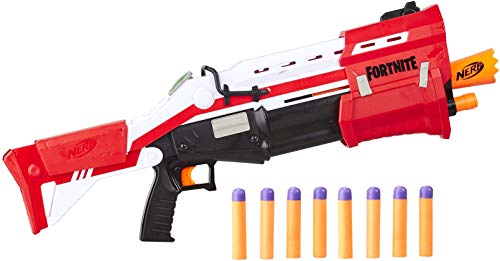 NERF Fortnite Ts Blaster -- Pump Action Dart Blaster, 8 Official Mega Fortnite Darts, Dart Storage Stock -- for Youth, Teens, Adults