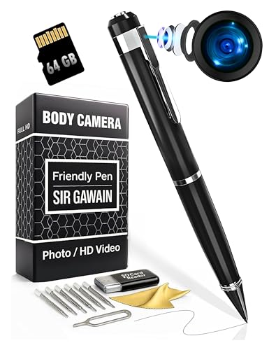 SIRGAWAIN Platinum PRO 64GB Body Camera Pen, 1080p Full HD Video & Photos, 75-Min Battery, Motion Detection, 2025 Model, Ready to Use Body Cam, 64GB Pre-Installed