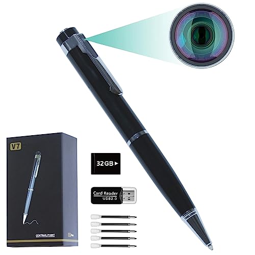 Spy Pen Camera, Mini Camera Pen with Loop Re Meeting Report and Photo Function for Children, Babies and Pets Conference Re, Black, Full