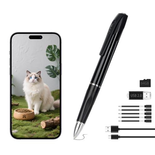 JNWMYQFC Pen Camera for Video Notes, 1080P HD Mini Camera Pen, 64GB Storage, 150 Mins Battery, USB Charge, for Lecture & Meeting Productivity