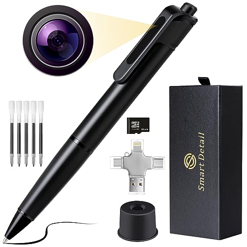 SMART DETAIL 4K Spy Camera Hidden Camera Pen 64GB,2023 Spy Pen Camera Full HD Video with Pen Base,Small Camera, Nanny Cam Hidden Camera, Mini Camera with Photo Taking for Business,Meeting,Learning