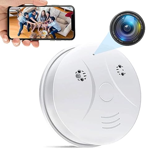 Pomocuty Hiddens Camera Spy Camera Smoke Detector WiFi Video Record WiFi Spy Camera HD 1080P Wireless Small Nanny Cam with Night Vision and Motion Detection Indoor Camera for Home Securi