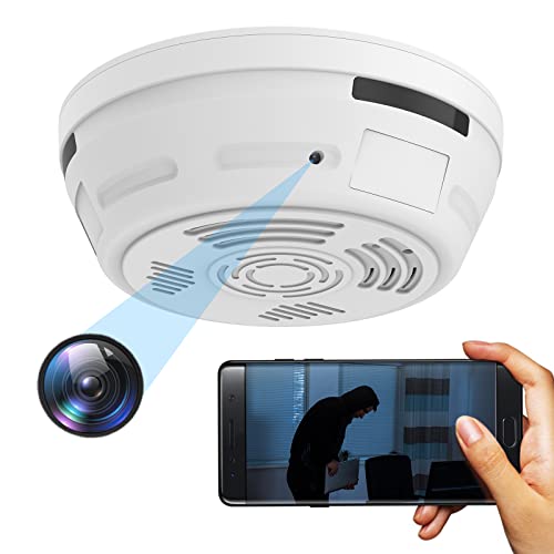 FUVISION Indoor Camera,HD 1080p Wireless Security Camera Smoke Detector with Night Vision and Motion Detection Remote App Control for Home Security, Home Elderly Baby Pet, 180 Days Standby