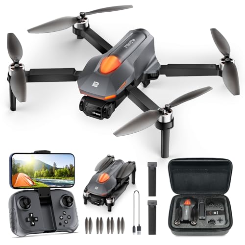 PLEGBLE Drone with Camera for Adults, Brushless Motor 1080P FPV Foldable RC Quadcopter with 2 Batteries&Carrying Case, Altitude Hold, Headless Mode, One Key Start, 360° Flips, Beyond-Range Loss Alert, Gifts for Men (PL510)