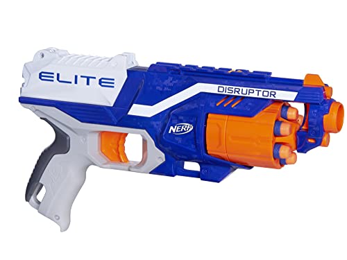 NERF Disruptor Elite Blaster - 6-Dart Rotating Drum, Slam Fire, Includes 6 Official Nerf Elite Darts - for Kids, Teens, Adults