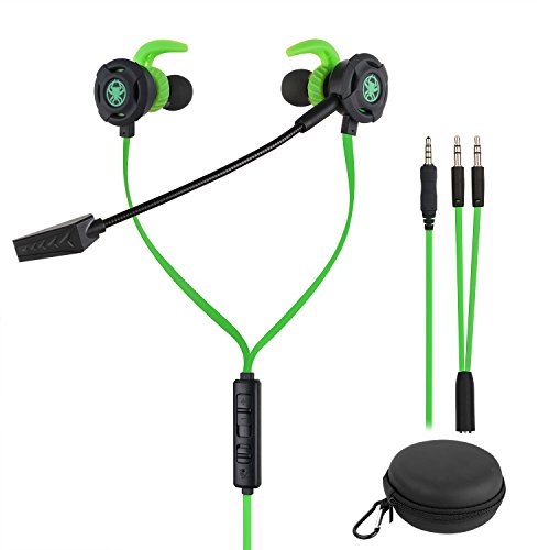 BlueFire 3.5 MM Wired Gaming Earphone Noise Cancelling Stereo Bass Gaming Headphone E-Sport Earphone with Adjustable Mic for PS4, Xbox One, Laptop, Cellphone, PC (Green)