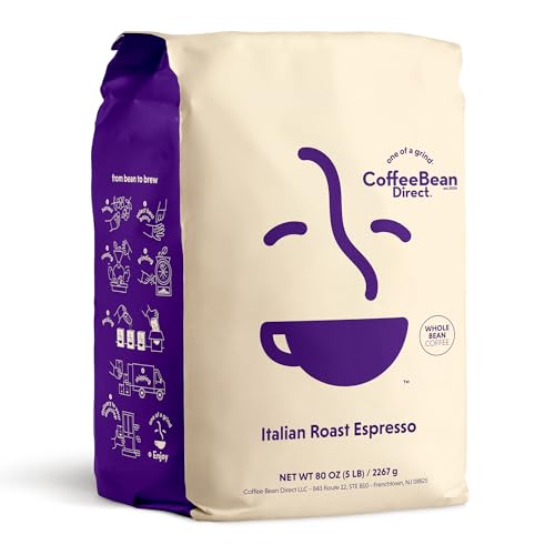 Coffee Bean Direct Italian Roast Espresso, Whole Bean Coffee, 5 Pound Bag*