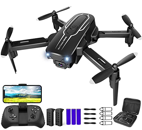 Mini Drone with Camera for Adults Kids - 1080P HD FPV Camera Drones with 90° Adjustable Lens, Gestures Selfie, One Key Start, 360° Flips, Toys Gifts RC Quadcopter for Boys Girls with 2 Batteries