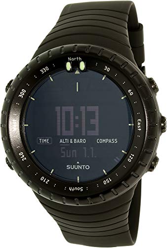 Suunto Core All Black Digital Display Quartz Watch, Black Elastomer Band, Round 49.1mm Case